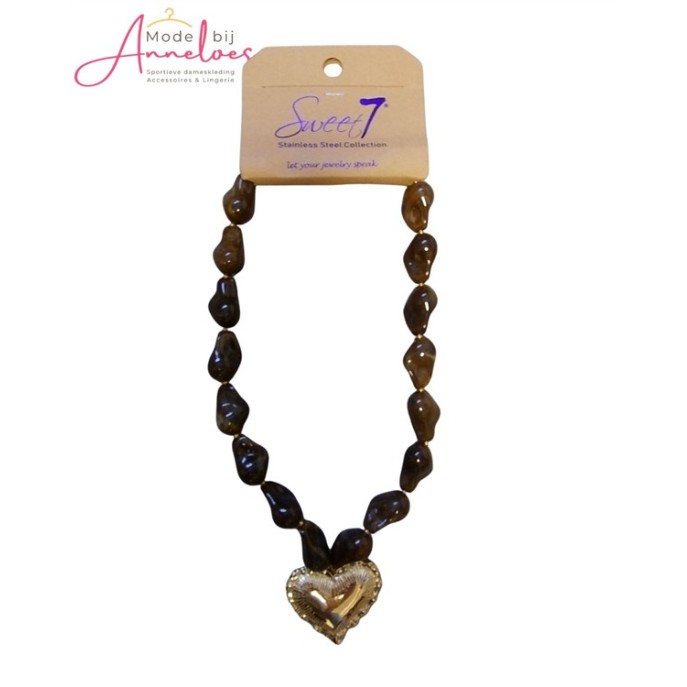 Sweet7 Ketting kort hart 101238311 Bruin